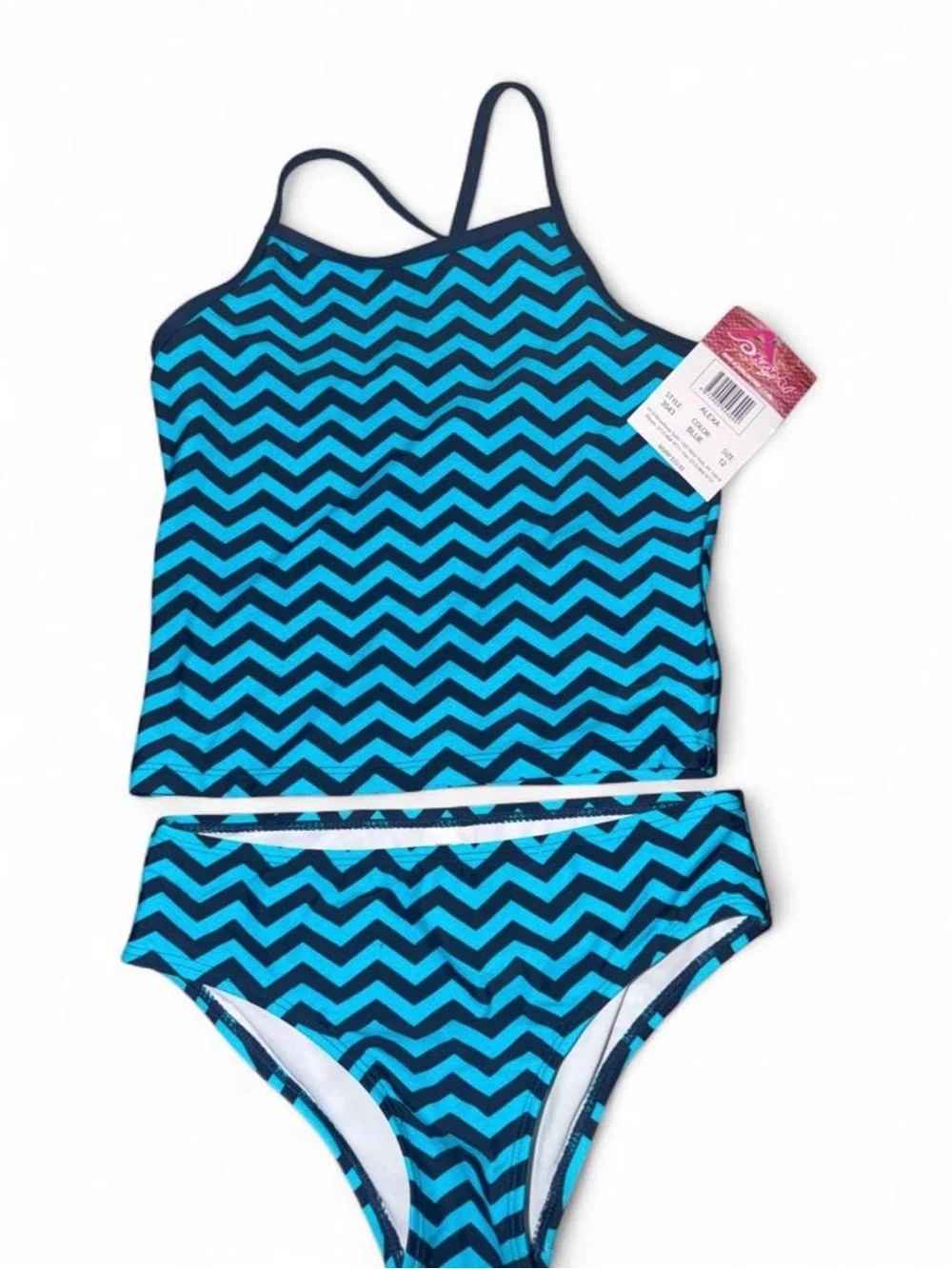 Girls' Chevron Tankini Swim Set - Blue